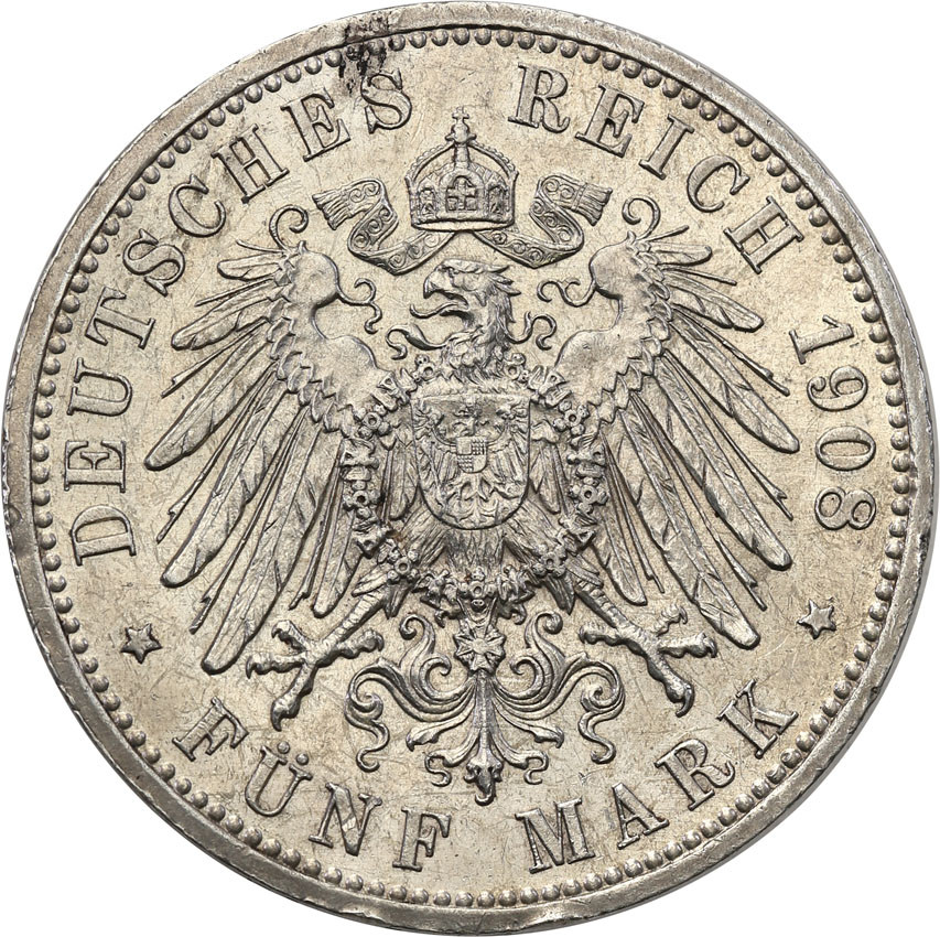 Niemcy, Sachsen - Weimar - Eisenach. 5 marek 1908